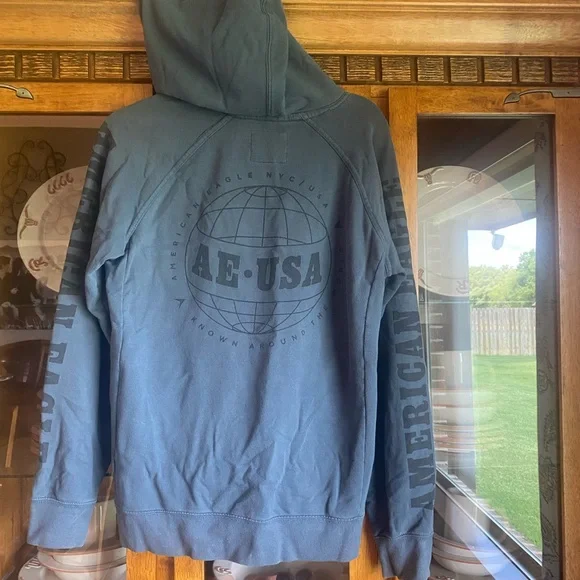 American Eagle Blue Hooded Sweatshirt - Picture 4 of 5
